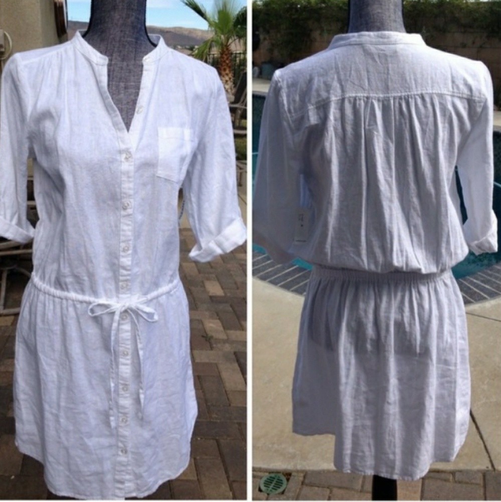 Drawstring Linen Dress